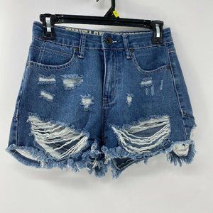 Rewash vintage reunion distressed high rise shorts